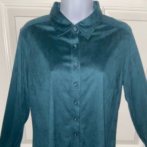 2 pc faux suede shirt,matching elastic midi skirt